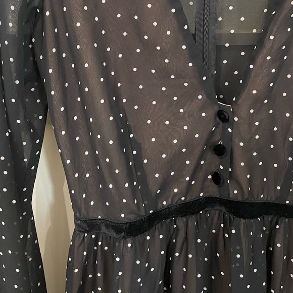 For Love And Lemons Black Sheer Polka Dot Maxi Dress - Picture 6 of 11